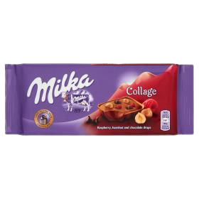 Milka Collage Raspberry, Hazelnut & Chocolate Drops 93g